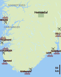location map showing Hemsedal in south Norway