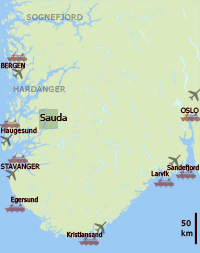 location map showing Hovden in south Norway