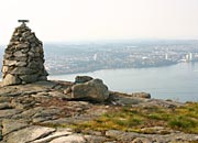 Lifjell summit cairn and Stavanger beyond