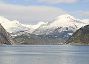 Eidfjord with HardangerJokulen glacier and Hardangervidda beyond