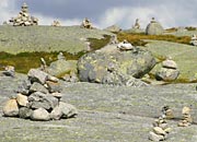 thousands of small cairns of rock