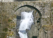 bridge and waterfalls